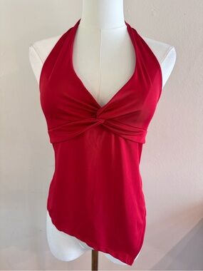 gaze Red Twist Going Out Halter Top